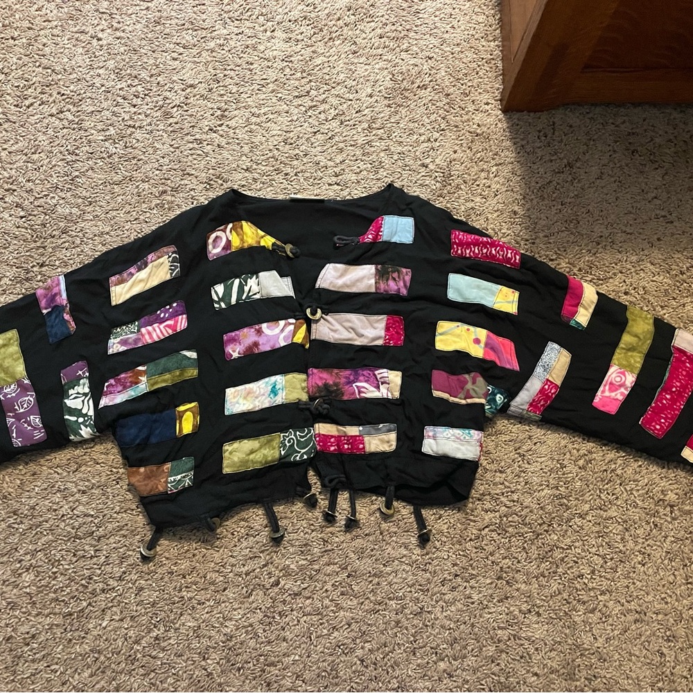 Colorful Patchwork Cropped Jacket - image 1